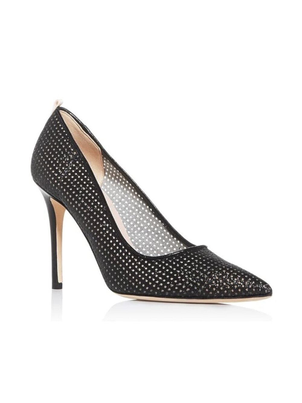 NIB SJP by Sarah J Parker Fawn Fishnet Black Mesh Glow Pumps EU 37.5 US 7 100mm